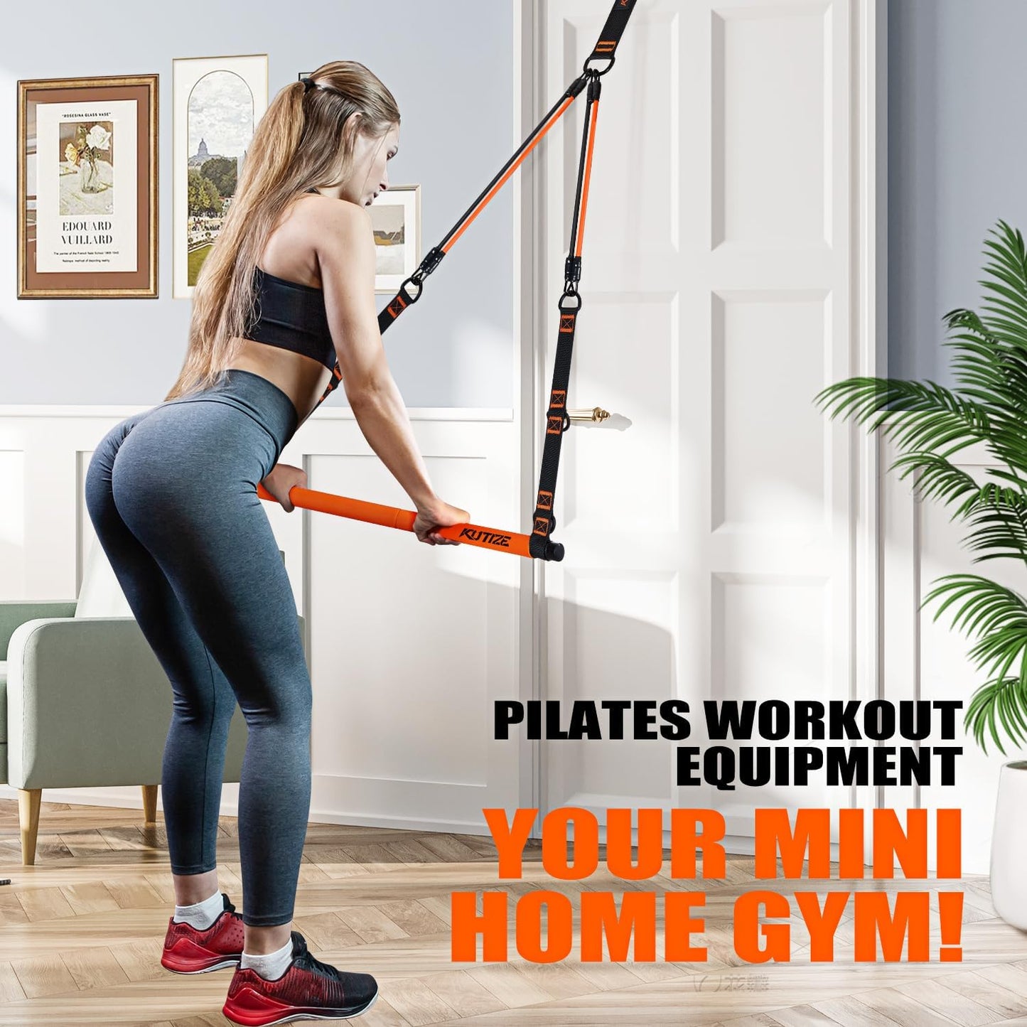 Pilates Bar Kit with Resistance Bands for Full-Body Strength Training at Home - Multifunctional Equipment for Hip, Back, and Arm Workouts for Both Men and Women