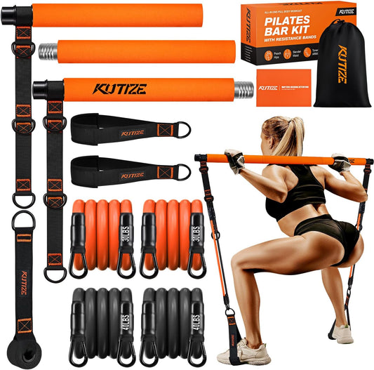 Pilates Bar Kit with Resistance Bands for Full-Body Strength Training at Home - Multifunctional Equipment for Hip, Back, and Arm Workouts for Both Men and Women