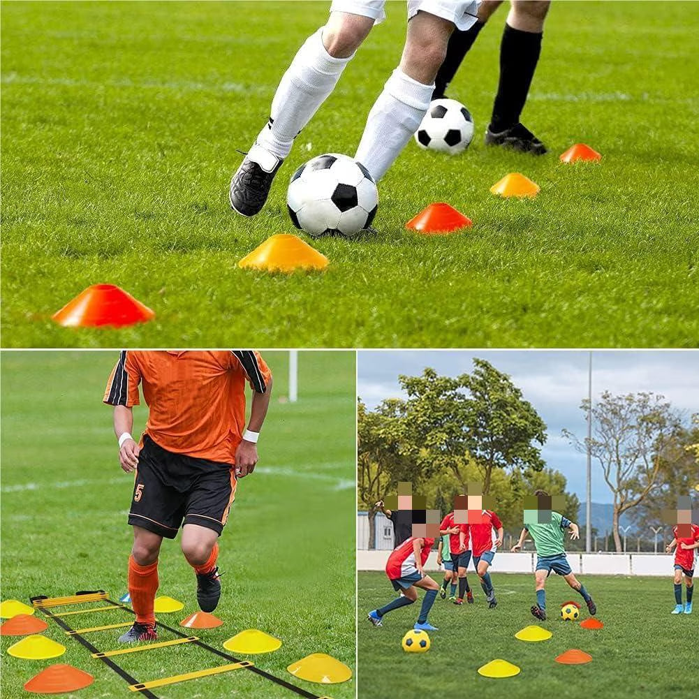 Professional Agility Ladder Training Set - 20 Ft Speed Equipment with 12 Rungs, Running Parachute, Disc Cones, Steel Stakes, and Carry Bag for Football, Basketball, and Hockey