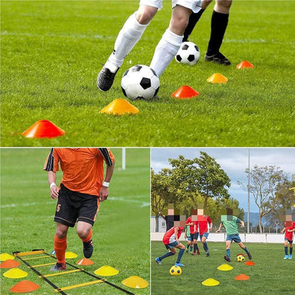 Professional Agility Ladder Training Set - 20 Ft Speed Equipment with 12 Rungs, Running Parachute, Disc Cones, Steel Stakes, and Carry Bag for Football, Basketball, and Hockey