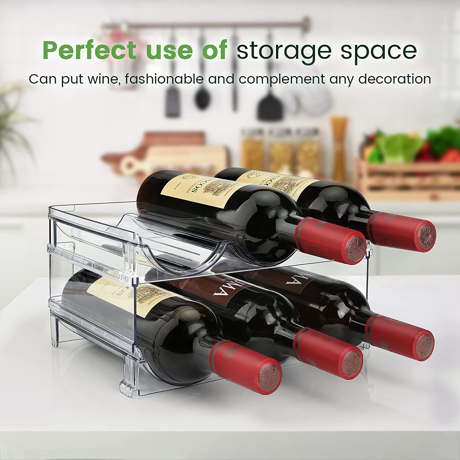 Water Bottle Organizer Set for Cabinet and Kitchen, Stackable Storage Racks for Tumblers and Bottles, 2 Pack