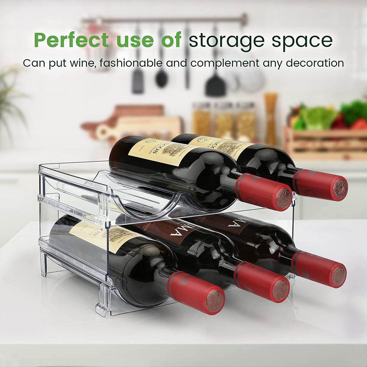 Water Bottle Organizer Set for Cabinet and Kitchen, Stackable Storage Racks for Tumblers and Bottles, 2 Pack