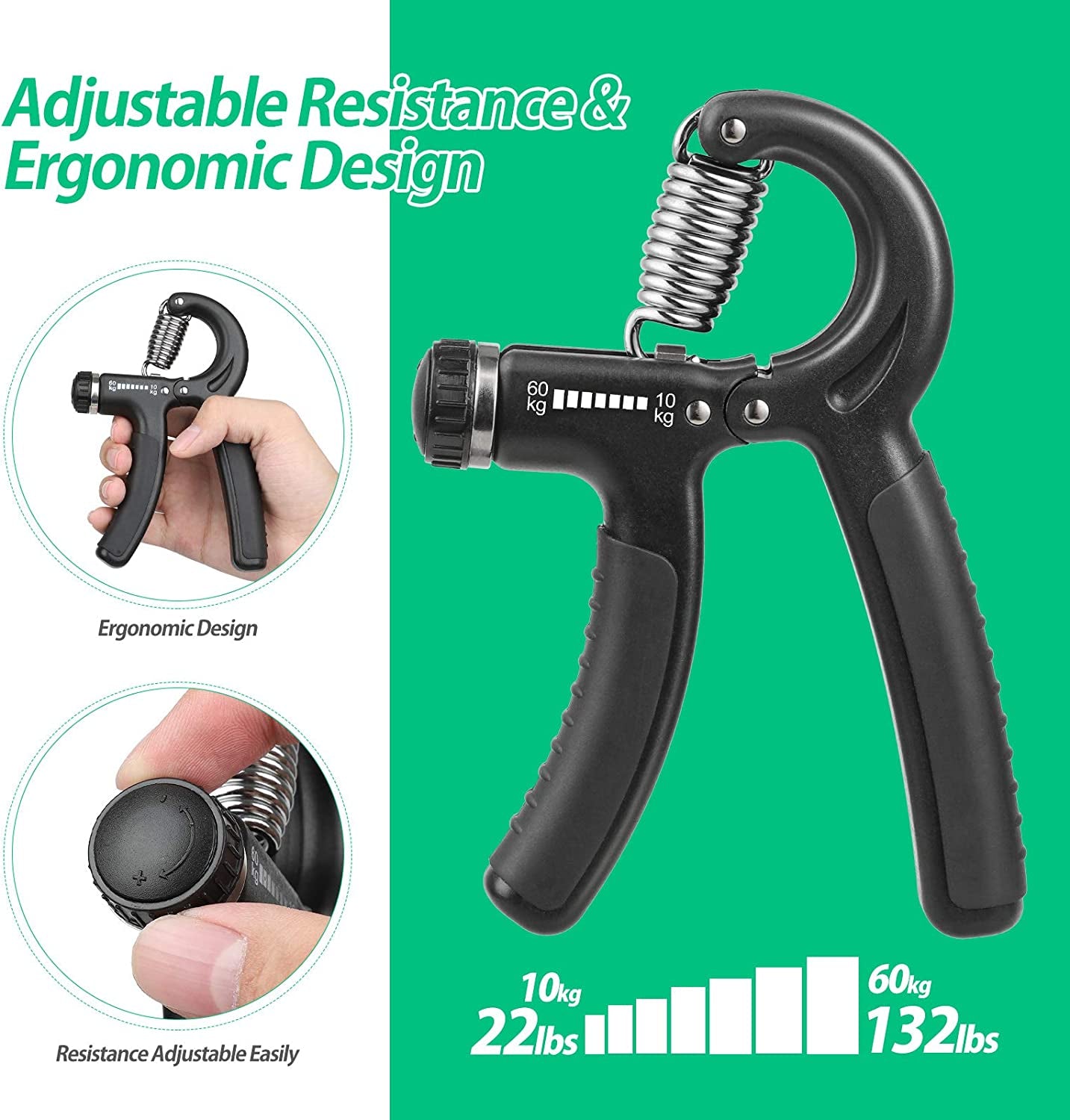 Adjustable Resistance Hand Grip Strength Trainer for Forearm Development - Ideal for Musicians and Athletes