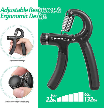 Adjustable Resistance Hand Grip Strength Trainer for Forearm Development - Ideal for Musicians and Athletes