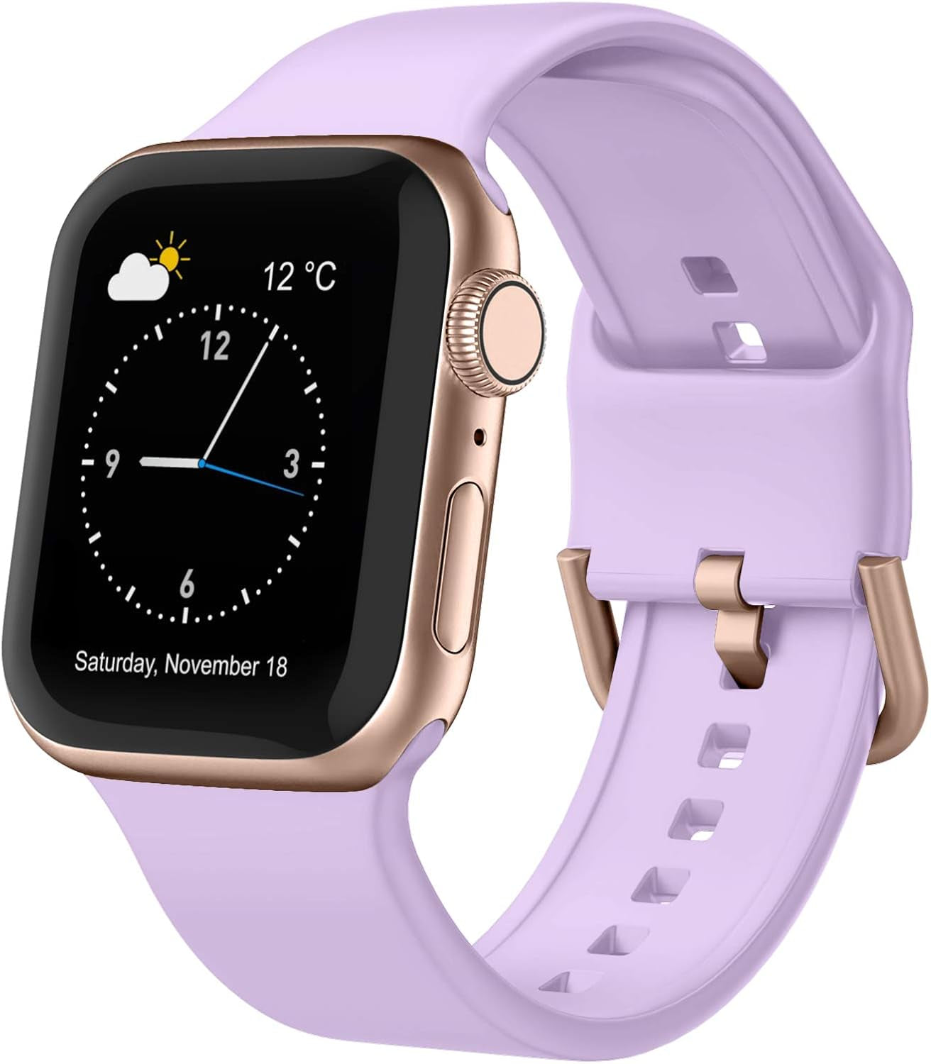 Premium Silicone Sport Band Compatible with Apple Watch (38mm to 49mm) - Classic Clasp Replacement Strap for Series 1-11 and SE Ultra for Men and Women