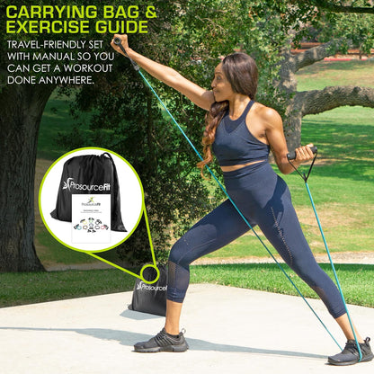 Single Stackable Resistance Bands with Door Anchor and Exercise Guide, 8-12 LB - Heavy Duty Fitness Tubes for Comprehensive Home Workouts and Full-Body Training