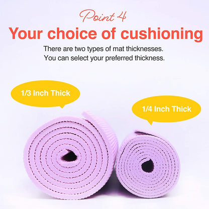 Premium Non-Slip Yoga Mat with Carry Strap for Pilates, Fitness, and Home Workouts - Available in 9 Colors