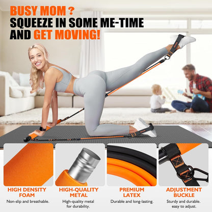Pilates Bar Kit with Resistance Bands for Full-Body Strength Training at Home - Multifunctional Equipment for Hip, Back, and Arm Workouts for Both Men and Women