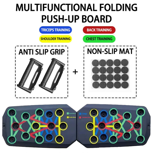 Portable Multifunctional Push-Up Board with Handles - Foldable Fitness Equipment for Comprehensive Chest, Abdomen, Arms, and Back Training
