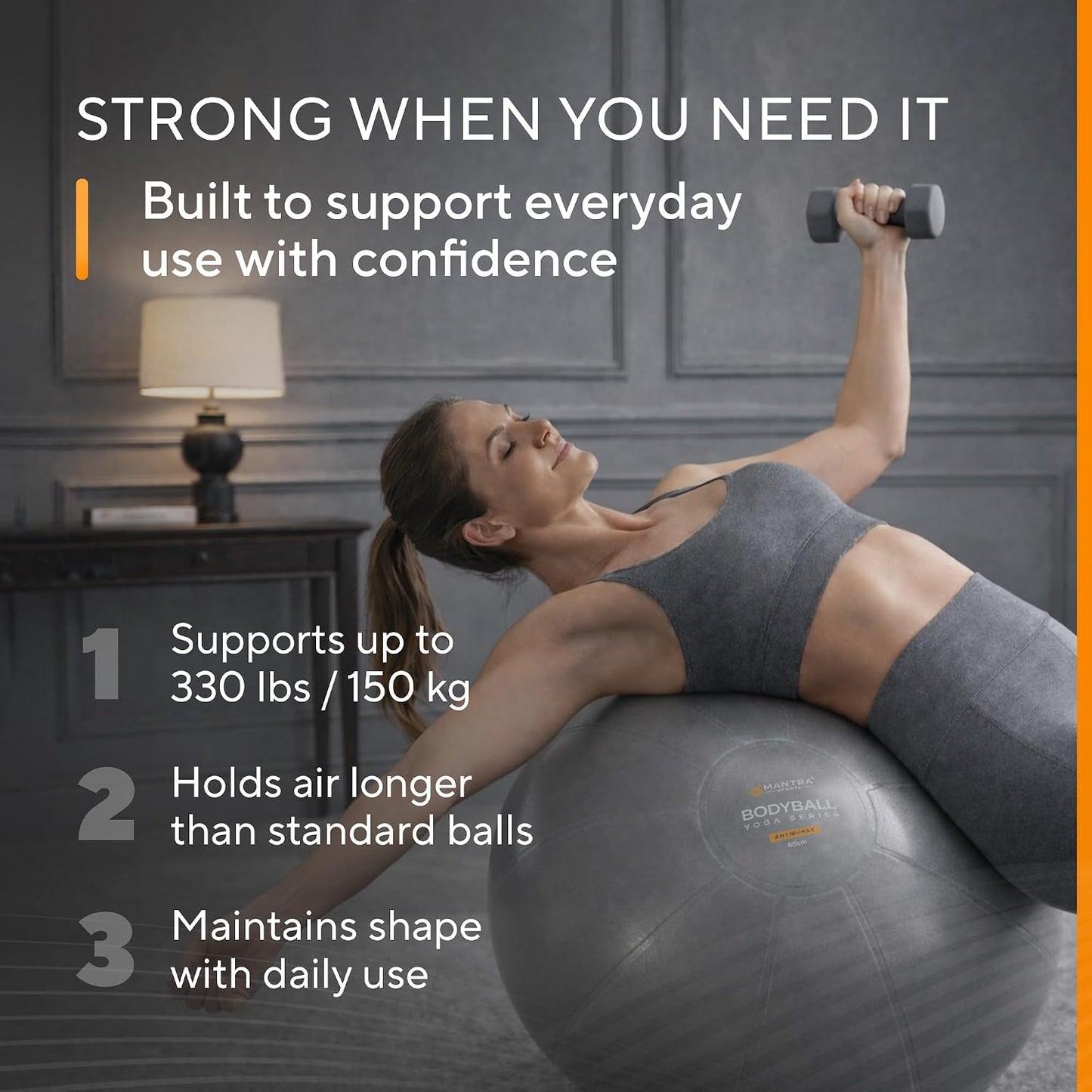 Professional Exercise Ball – Versatile Yoga and Pilates Ball for Pregnancy, Stability, Core Strength, Balance Therapy, and Home Gym Workouts with Fast Pump Included