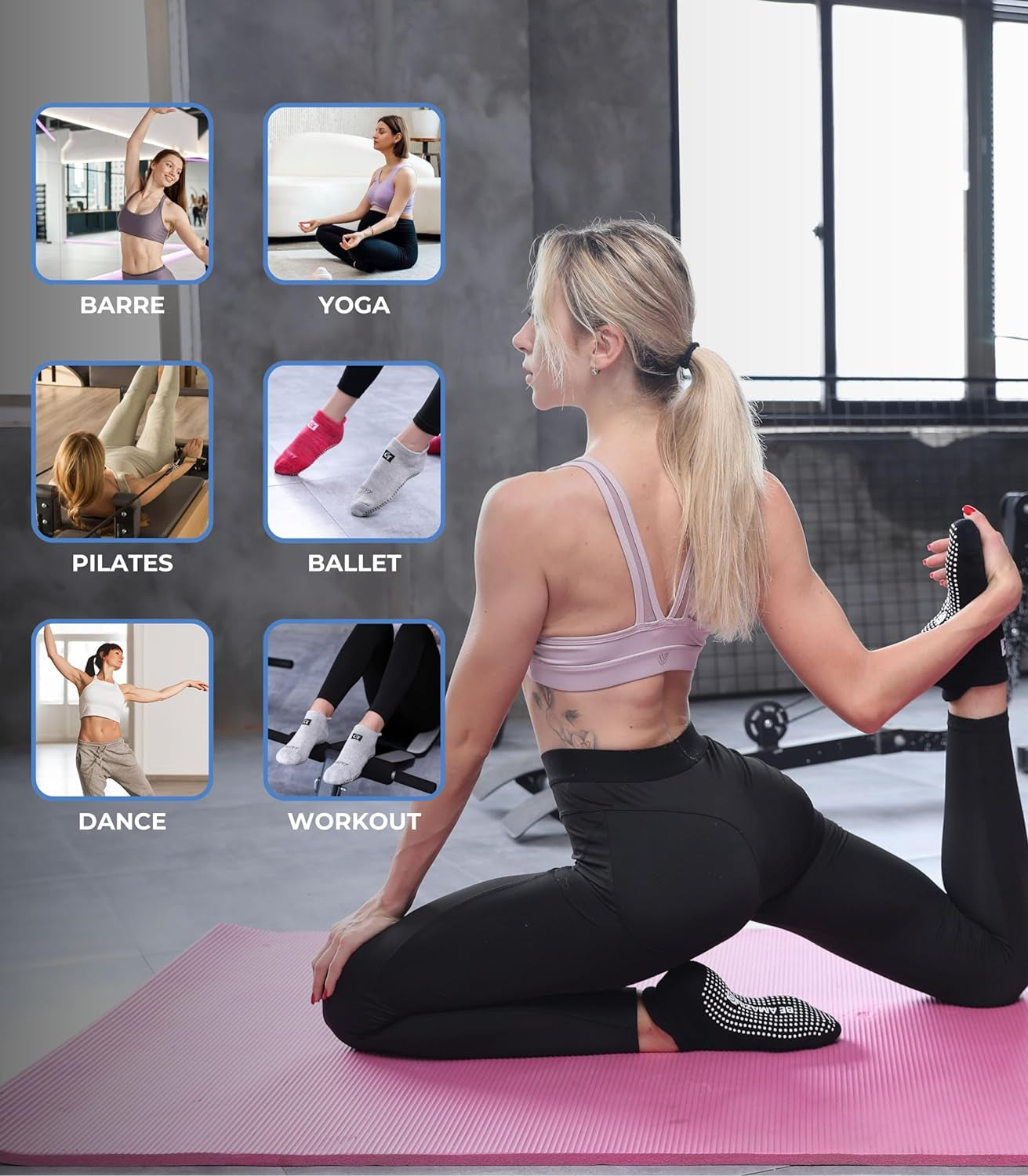 Non-Slip Grip Socks for Yoga, Barre, Pilates, and Medical Use for Men and Women