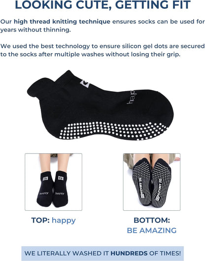 Non-Slip Grip Socks for Yoga, Barre, Pilates, and Medical Use for Men and Women