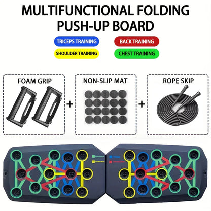 Portable Multifunctional Push-Up Board with Handles - Foldable Fitness Equipment for Comprehensive Chest, Abdomen, Arms, and Back Training