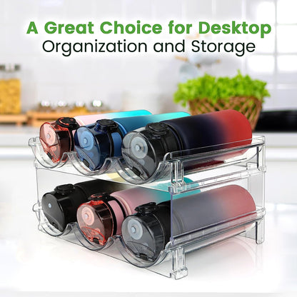 Water Bottle Organizer Set for Cabinet and Kitchen, Stackable Storage Racks for Tumblers and Bottles, 2 Pack