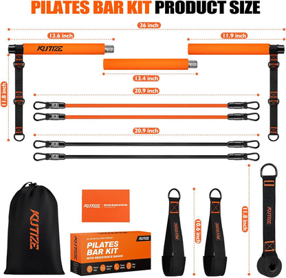 Pilates Bar Kit with Resistance Bands for Full-Body Strength Training at Home - Multifunctional Equipment for Hip, Back, and Arm Workouts for Both Men and Women