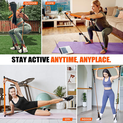 Pilates Bar Kit with Resistance Bands for Full-Body Strength Training at Home - Multifunctional Equipment for Hip, Back, and Arm Workouts for Both Men and Women