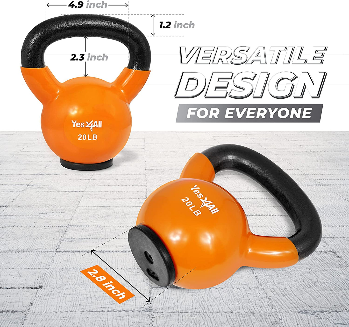 Rubber Base Kettlebell Set for Women - Adjustable Strength Training Weights (10-65 lbs)
