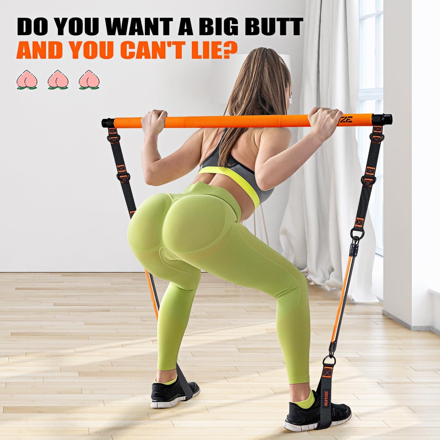 Pilates Bar Kit with Resistance Bands for Full-Body Strength Training at Home - Multifunctional Equipment for Hip, Back, and Arm Workouts for Both Men and Women