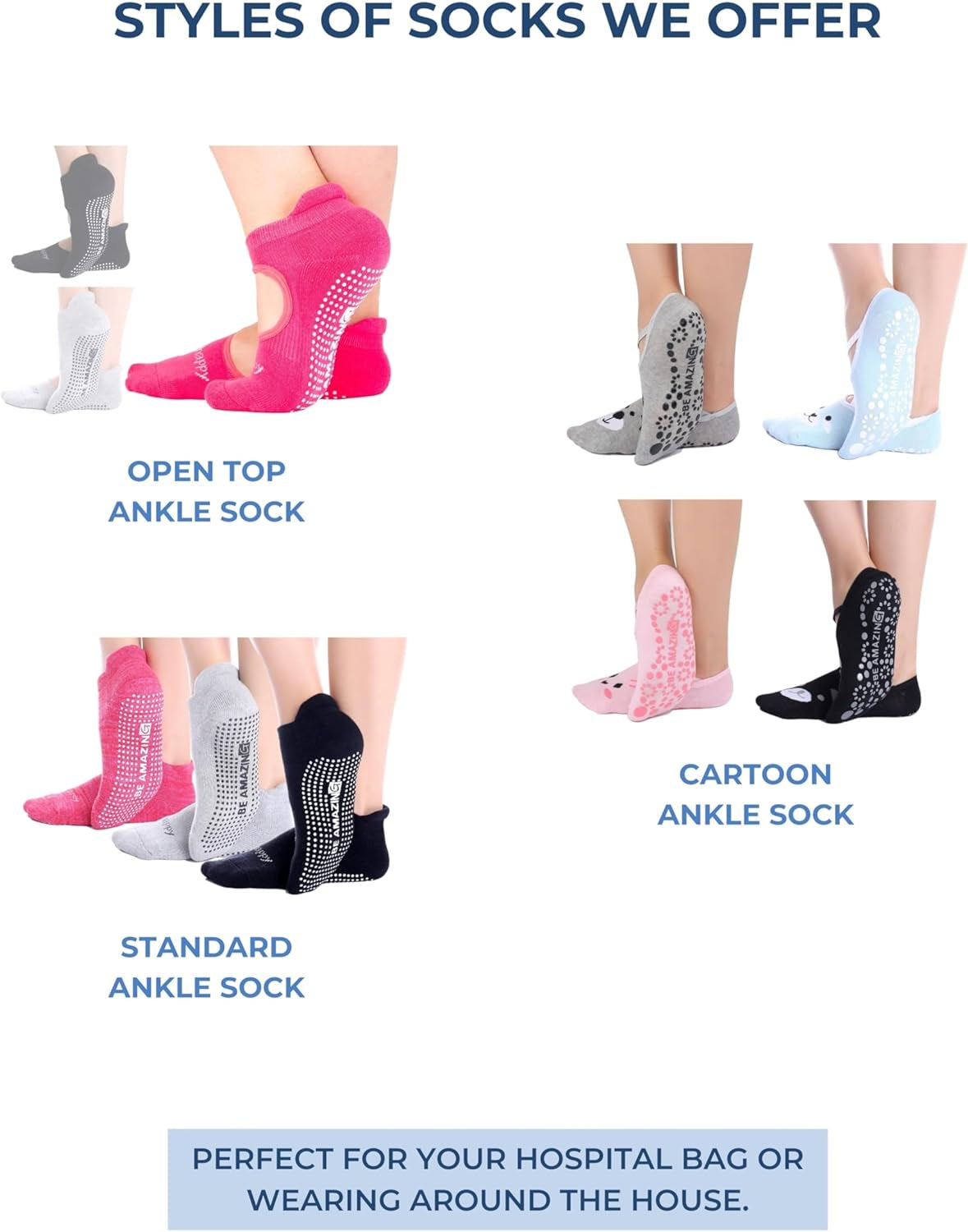 Non-Slip Grip Socks for Yoga, Barre, Pilates, and Medical Use for Men and Women