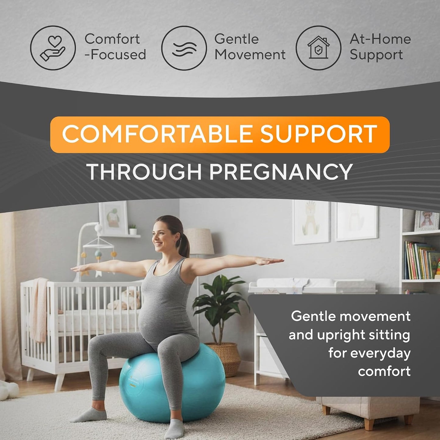 Professional Exercise Ball – Versatile Yoga and Pilates Ball for Pregnancy, Stability, Core Strength, Balance Therapy, and Home Gym Workouts with Fast Pump Included