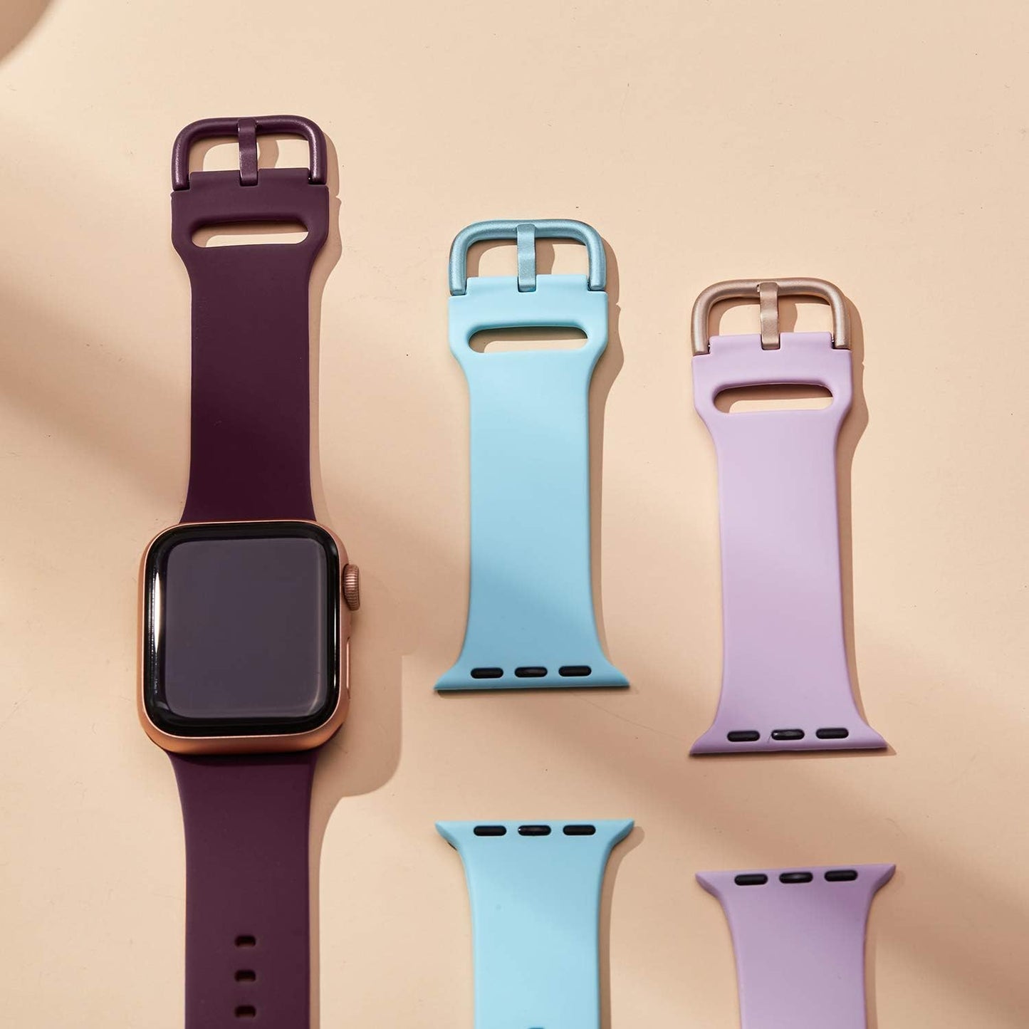 Premium Silicone Sport Band Compatible with Apple Watch (38mm to 49mm) - Classic Clasp Replacement Strap for Series 1-11 and SE Ultra for Men and Women