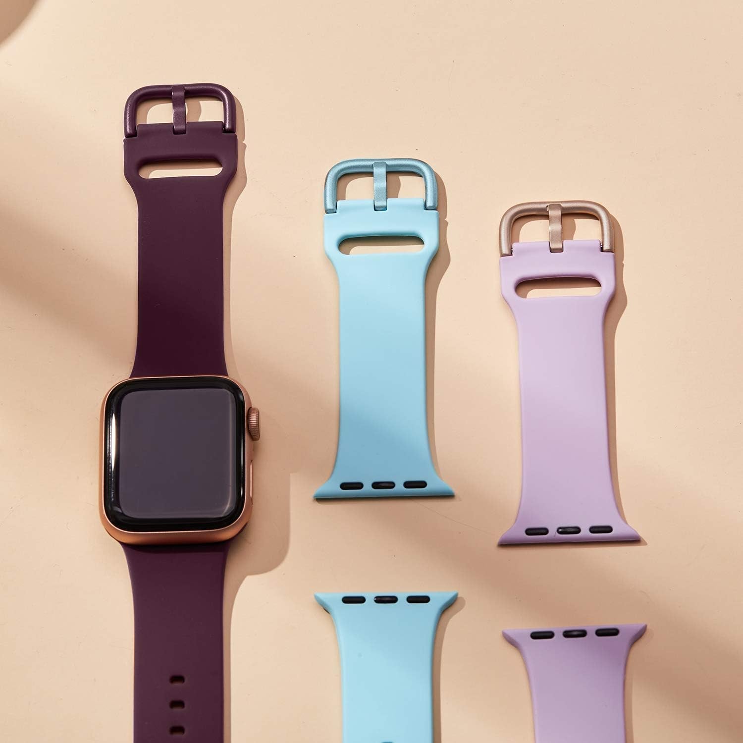 Premium Silicone Sport Band Compatible with Apple Watch (38mm to 49mm) - Classic Clasp Replacement Strap for Series 1-11 and SE Ultra for Men and Women