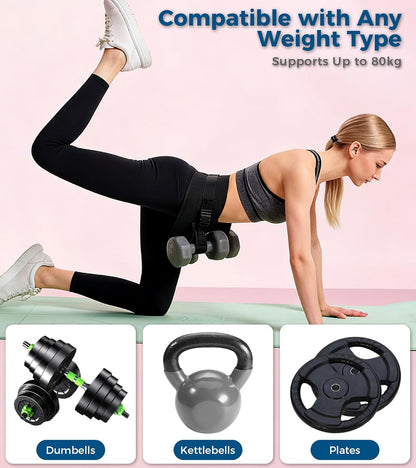 Adjustable Hip Thrust Belt for Dumbbells, Kettlebells, and Weight Plates with Slip-Resistant Padding for Optimal Comfort in Home and Gym Workouts