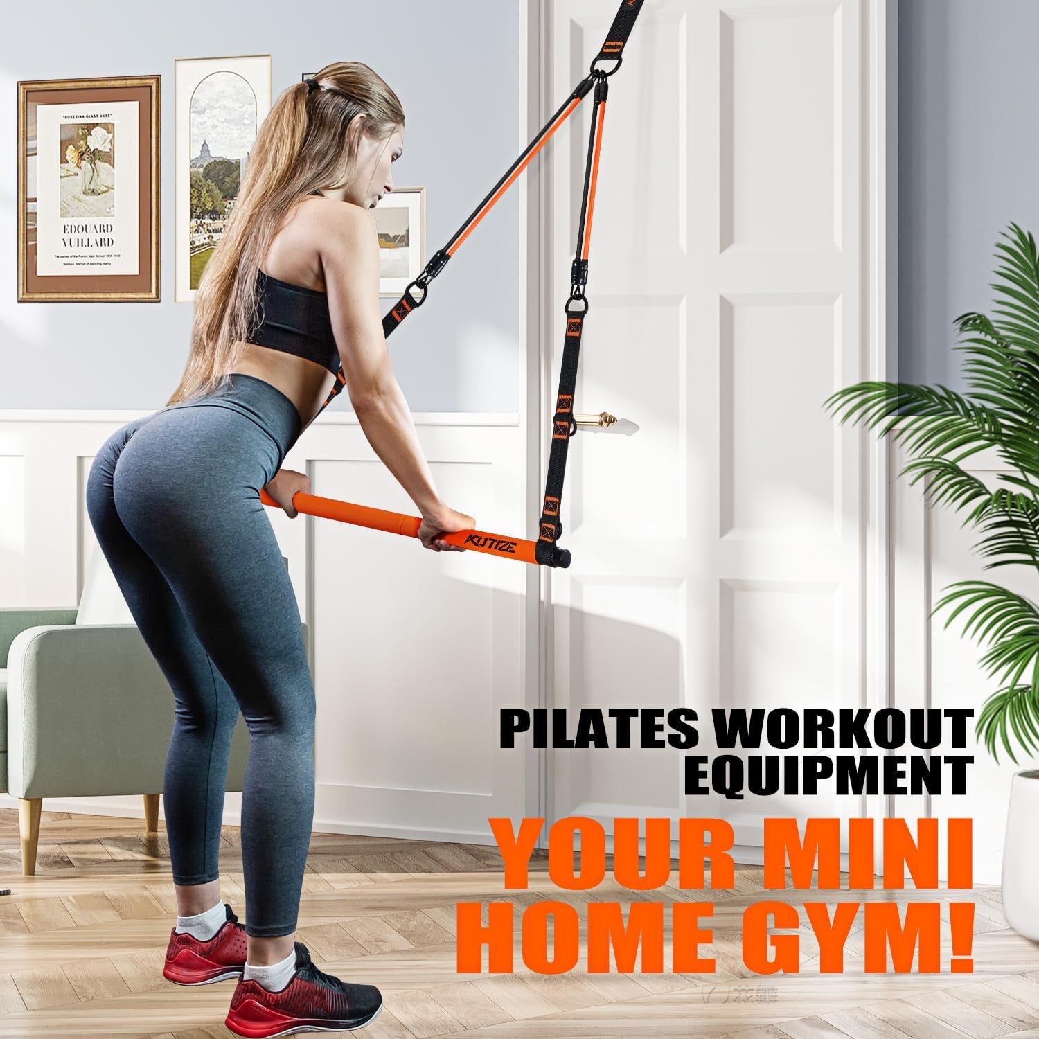 Pilates Bar Kit with Resistance Bands for Full-Body Strength Training at Home - Multifunctional Equipment for Hip, Back, and Arm Workouts for Both Men and Women