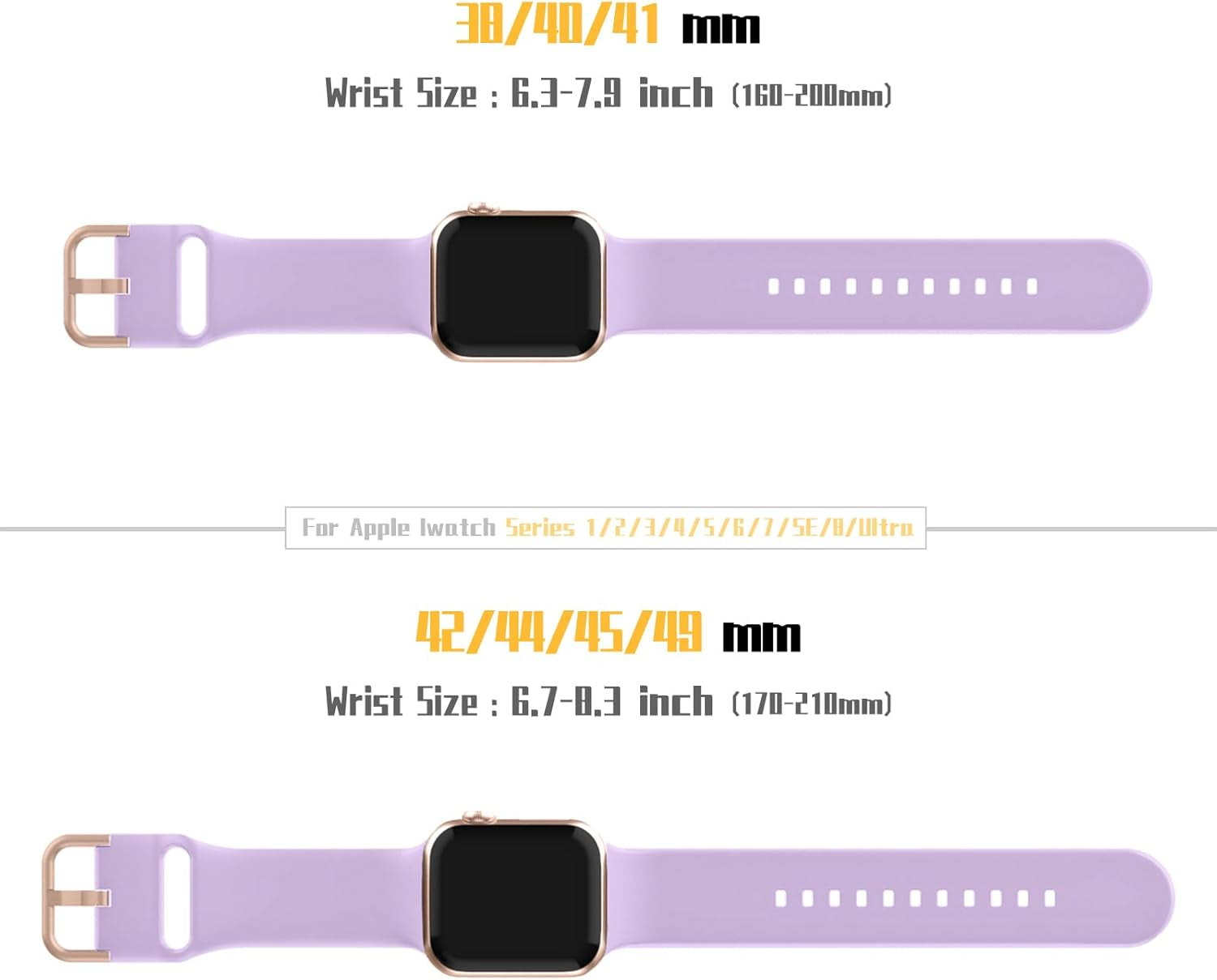 Premium Silicone Sport Band Compatible with Apple Watch (38mm to 49mm) - Classic Clasp Replacement Strap for Series 1-11 and SE Ultra for Men and Women