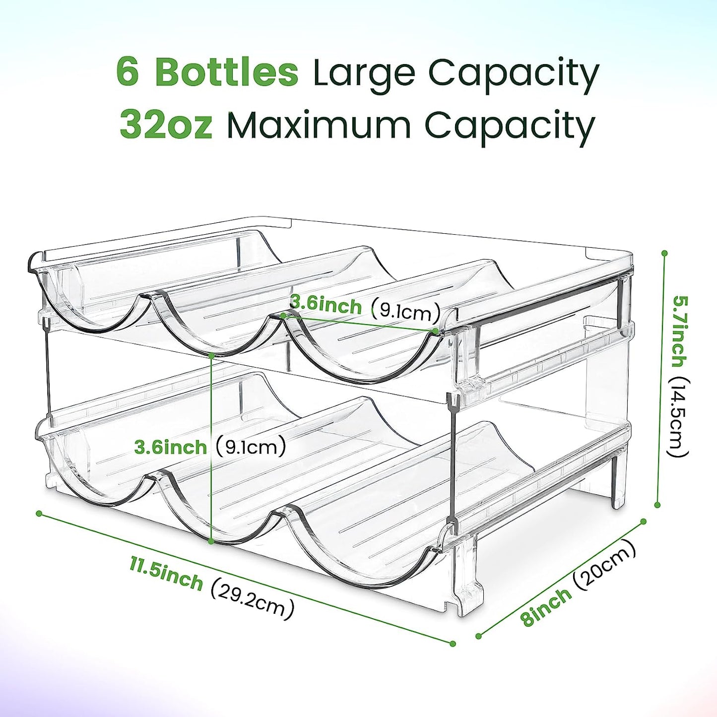 Water Bottle Organizer Set for Cabinet and Kitchen, Stackable Storage Racks for Tumblers and Bottles, 2 Pack