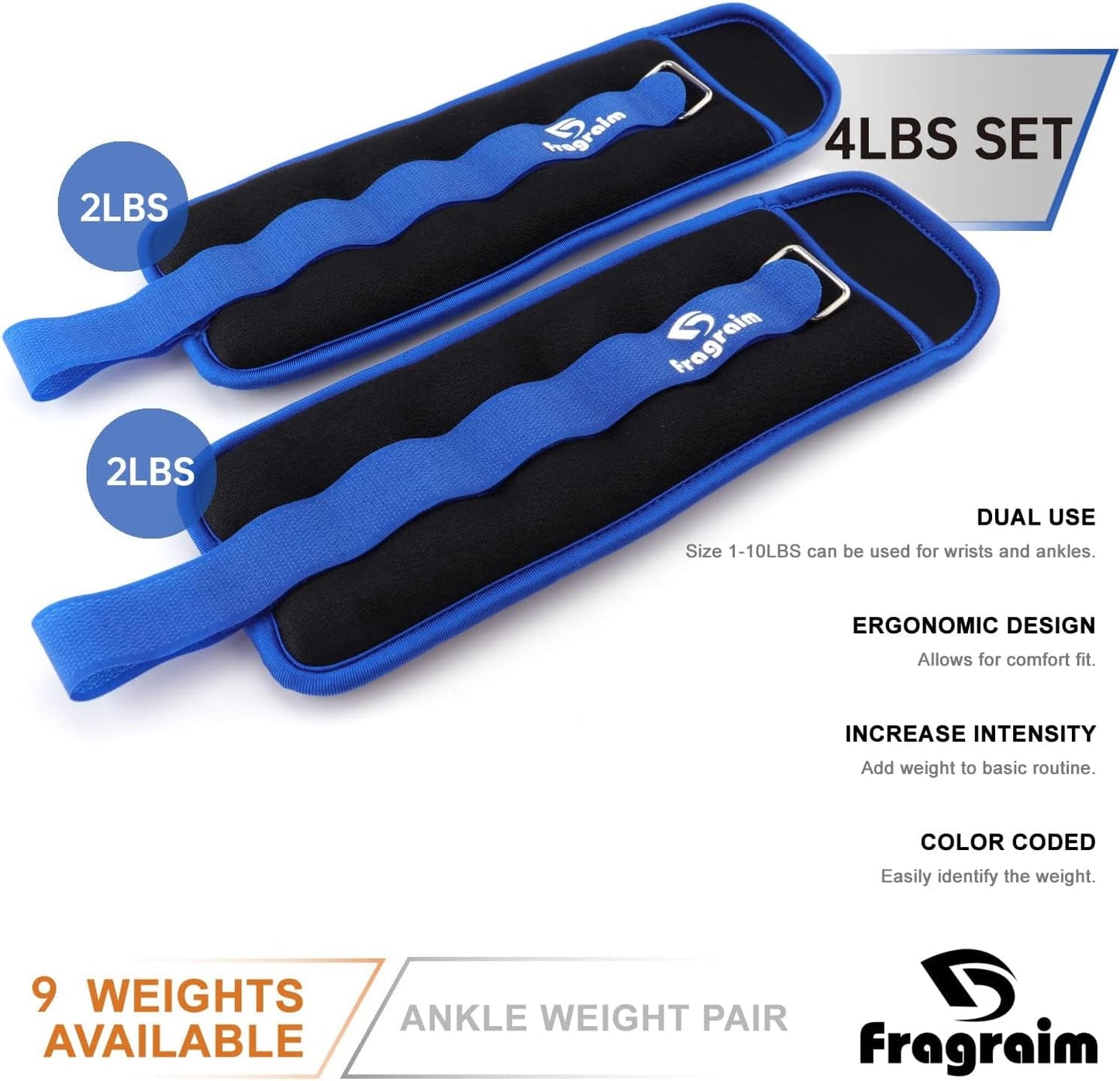 Adjustable Ankle Weights for All Ages - 1/2/3/4/6/8/10/12/15/20 LBS for Strength Training, Jogging, Gymnastics, Aerobics, Home Fitness, and Physical Therapy
