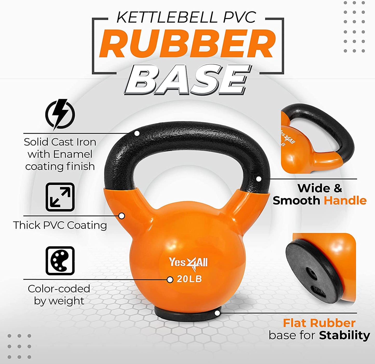 Rubber Base Kettlebell Set for Women - Adjustable Strength Training Weights (10-65 lbs)