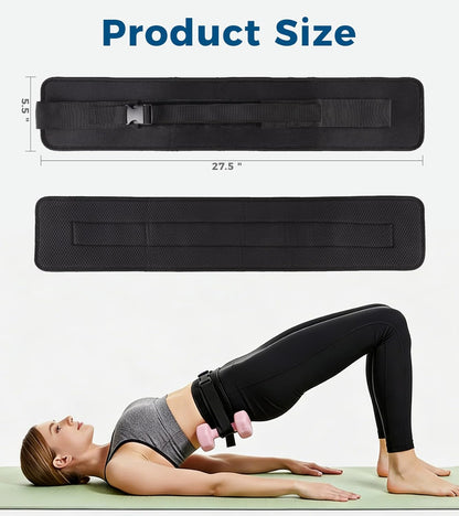 Adjustable Hip Thrust Belt for Dumbbells, Kettlebells, and Weight Plates with Slip-Resistant Padding for Optimal Comfort in Home and Gym Workouts