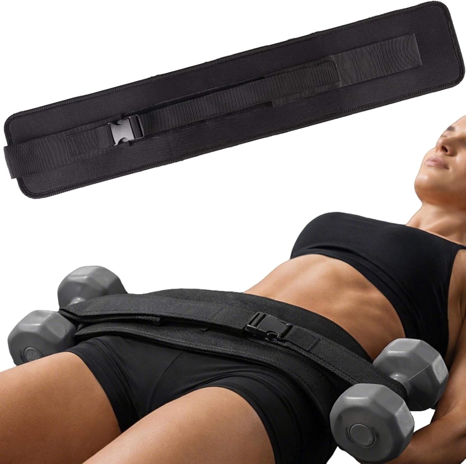 Adjustable Hip Thrust Belt for Dumbbells, Kettlebells, and Weight Plates with Slip-Resistant Padding for Optimal Comfort in Home and Gym Workouts