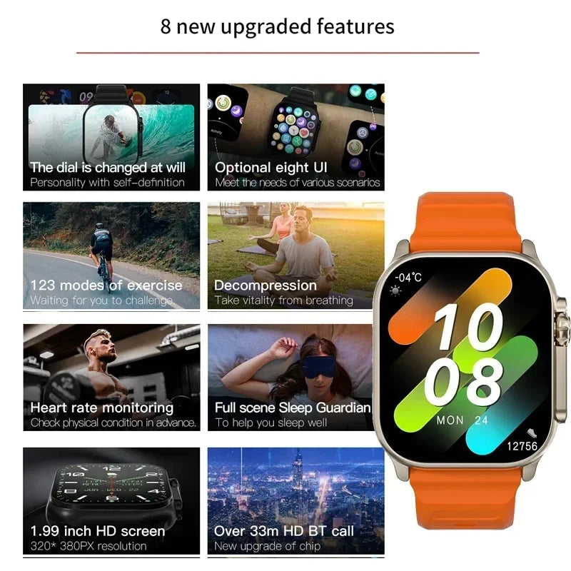 2026 Men's Smart Watch with 2.01-Inch HD Screen, Bluetooth Calling, Health and Fitness Tracking, Multi-Sport Mode, Compatible with Android and iOS
