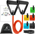 Single Stackable Resistance Bands with Door Anchor and Exercise Guide, 8-12 LB - Heavy Duty Fitness Tubes for Comprehensive Home Workouts and Full-Body Training