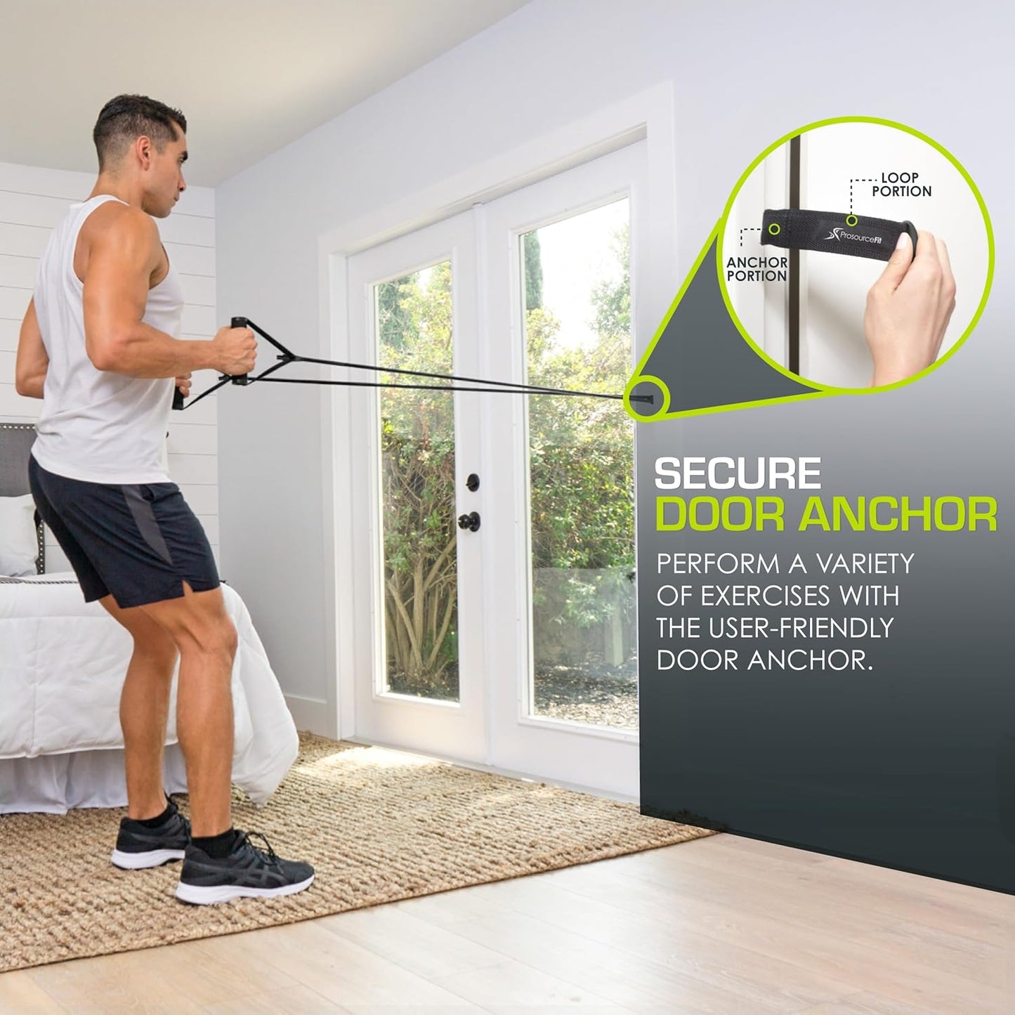 Single Stackable Resistance Bands with Door Anchor and Exercise Guide, 8-12 LB - Heavy Duty Fitness Tubes for Comprehensive Home Workouts and Full-Body Training