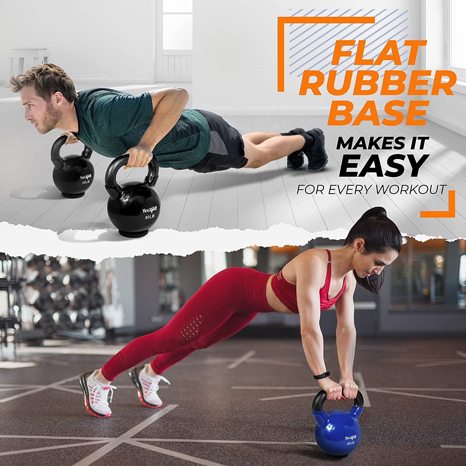 Rubber Base Kettlebell Set for Women - Adjustable Strength Training Weights (10-65 lbs)