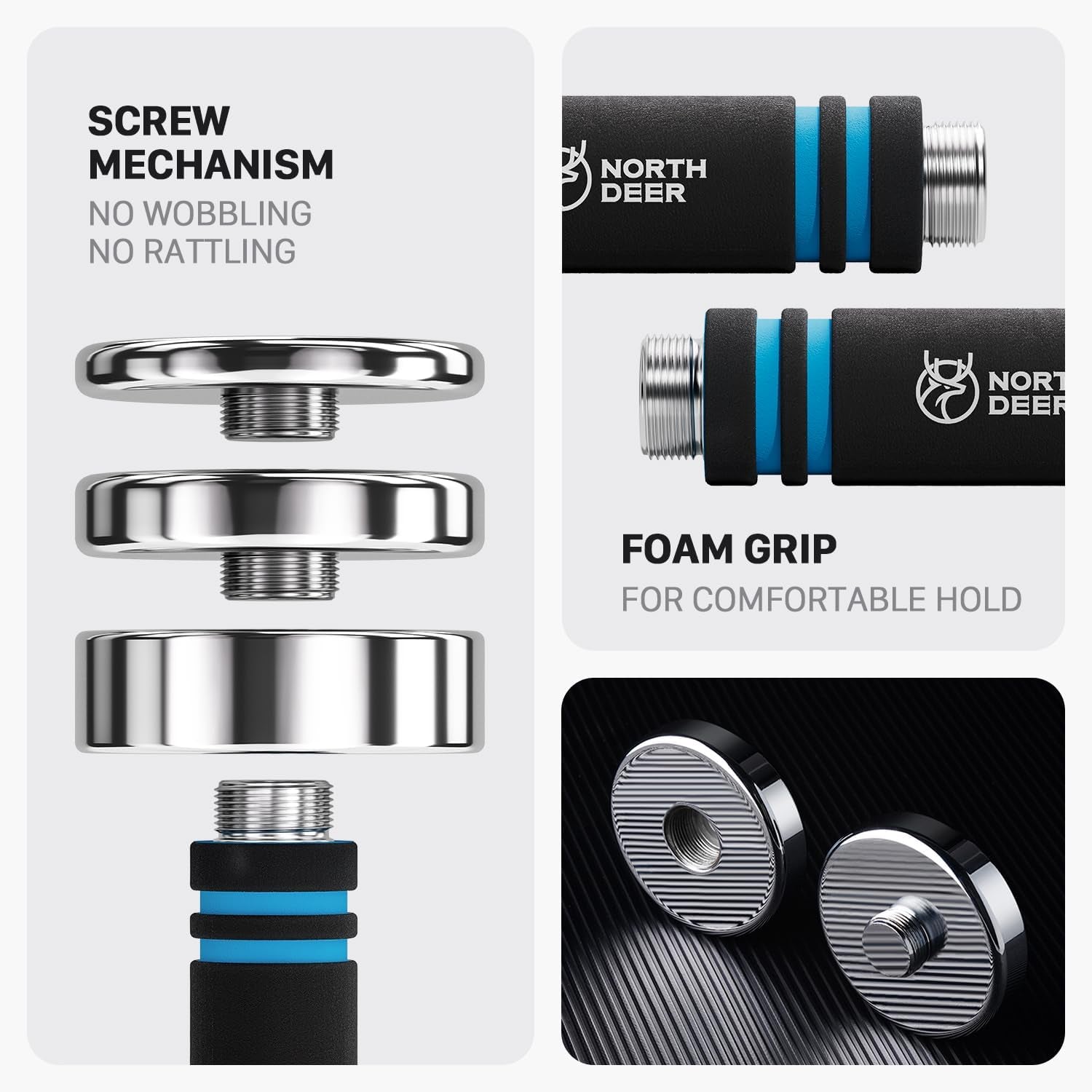 Ultracompact Adjustable Chrome Dumbbells with Foam Handles - Available in 5lb, 10lb, 15lb, 20lb, 30lb, and 50lb for Home Gym Workouts