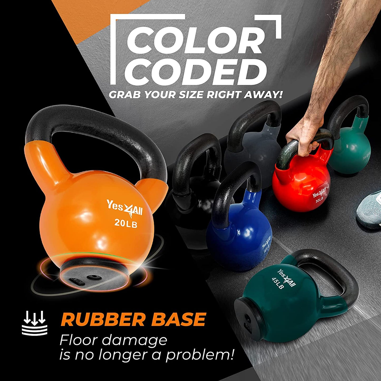 Rubber Base Kettlebell Set for Women - Adjustable Strength Training Weights (10-65 lbs)