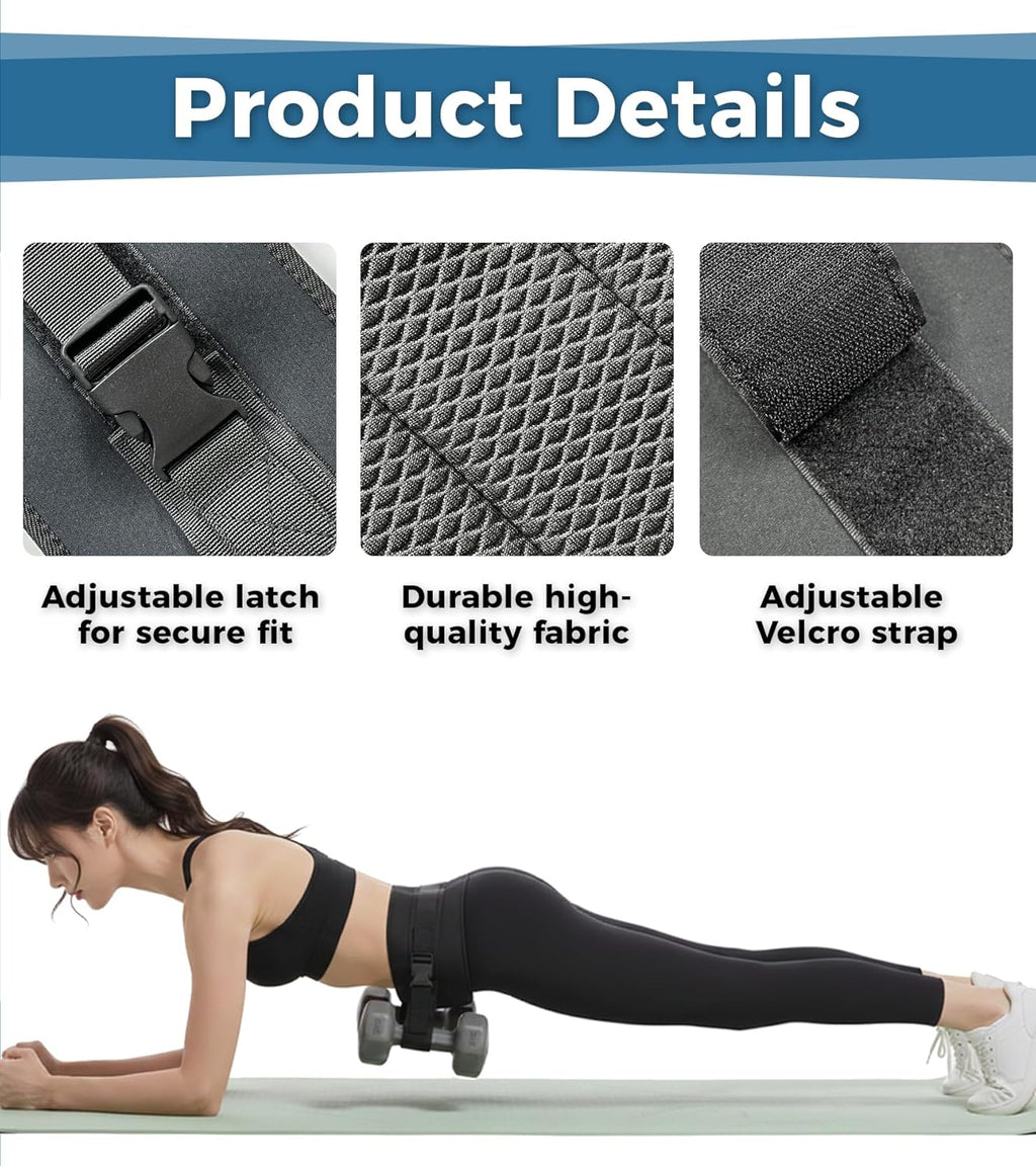 Adjustable Hip Thrust Belt for Dumbbells, Kettlebells, and Weight Plates with Slip-Resistant Padding for Optimal Comfort in Home and Gym Workouts