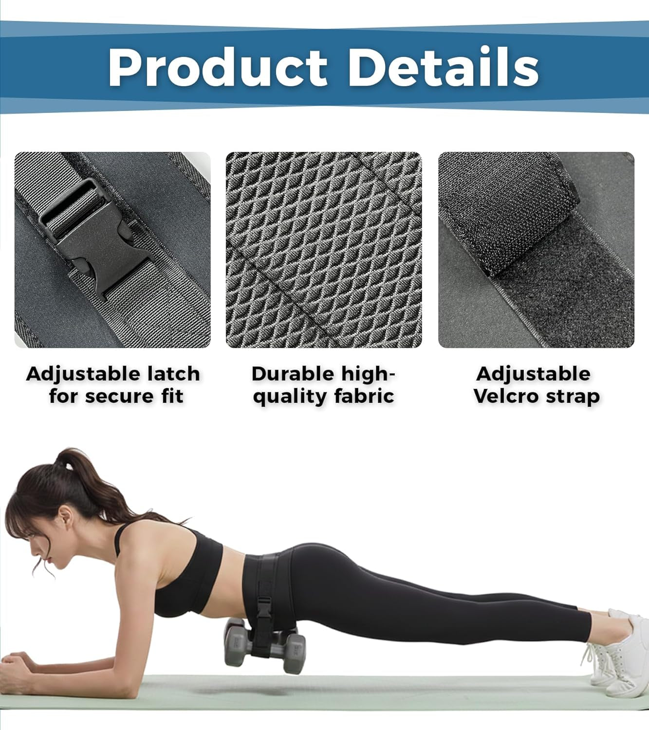 Adjustable Hip Thrust Belt for Dumbbells, Kettlebells, and Weight Plates with Slip-Resistant Padding for Optimal Comfort in Home and Gym Workouts