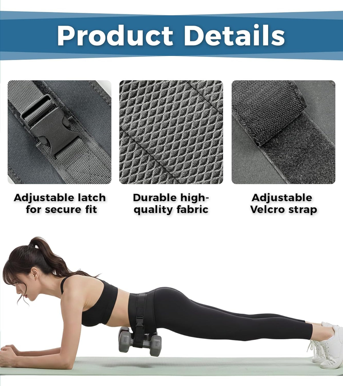 Adjustable Hip Thrust Belt for Dumbbells, Kettlebells, and Weight Plates with Slip-Resistant Padding for Optimal Comfort in Home and Gym Workouts